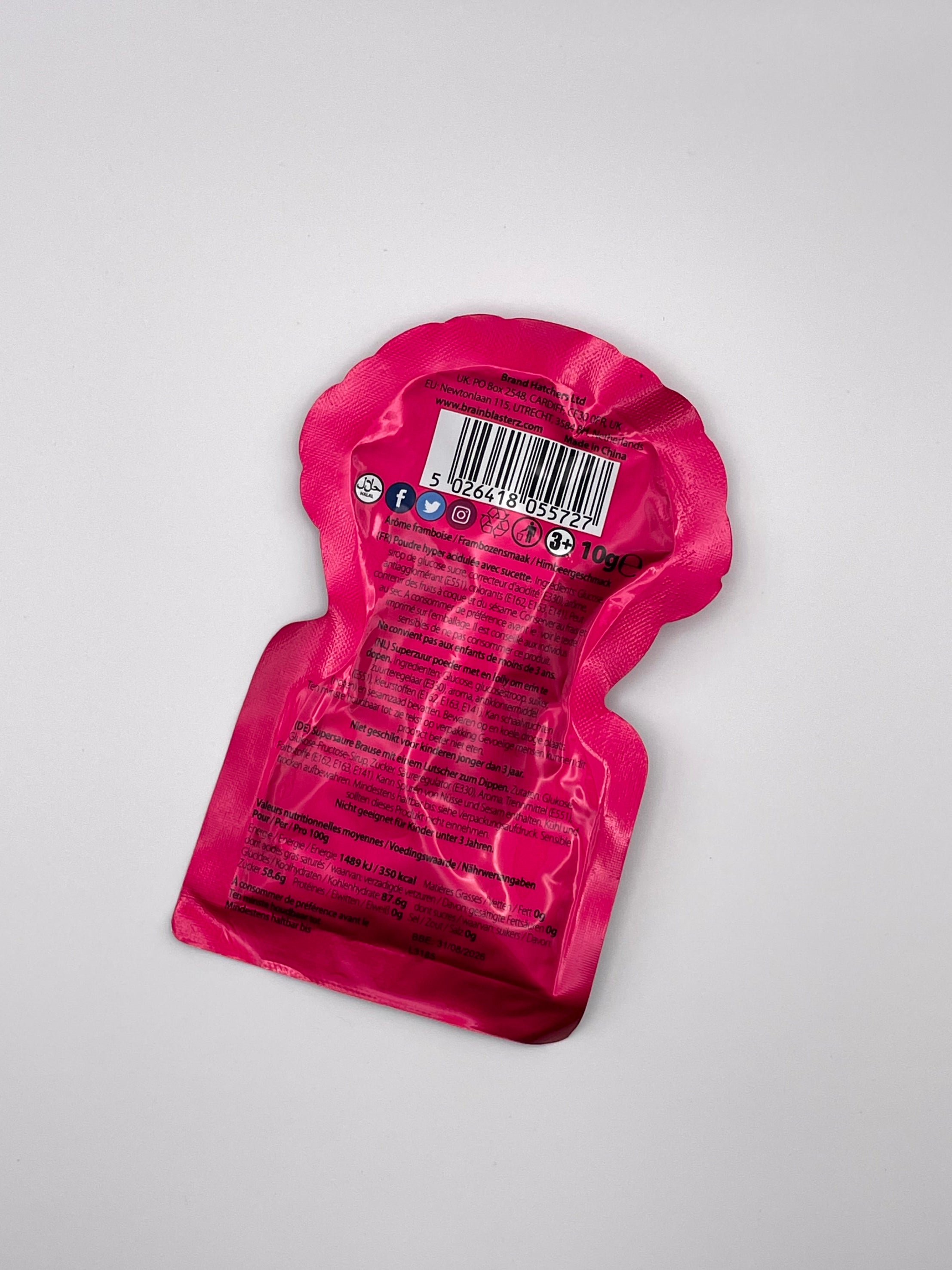 Brain Blasterz Sour Powder mit Lolly Dipper – Raspberry (10 g)