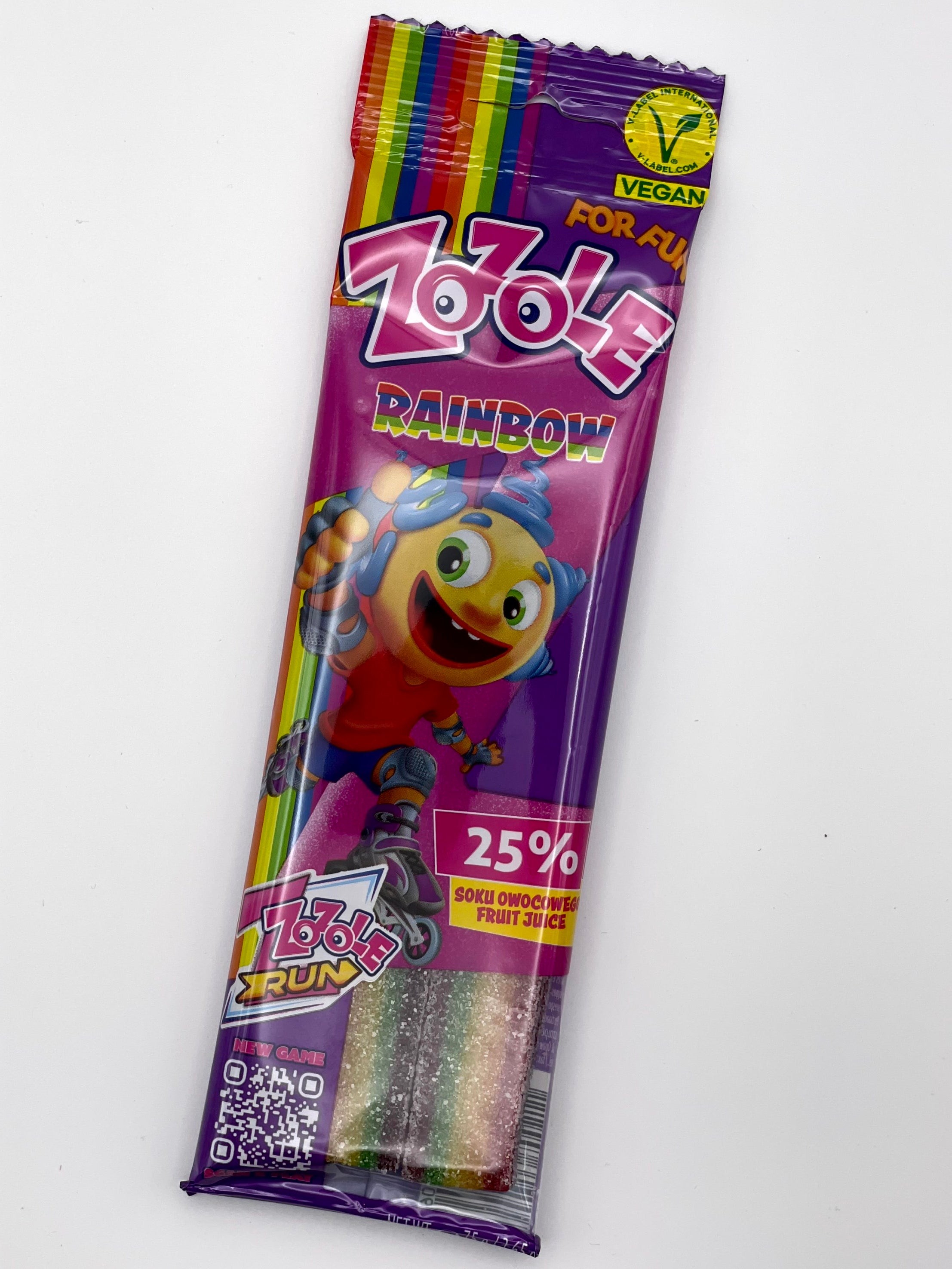 Zozole Rainbow – Saure Fruchtstreifen mit 25 % Fruchtsaft (75 g, vegan)