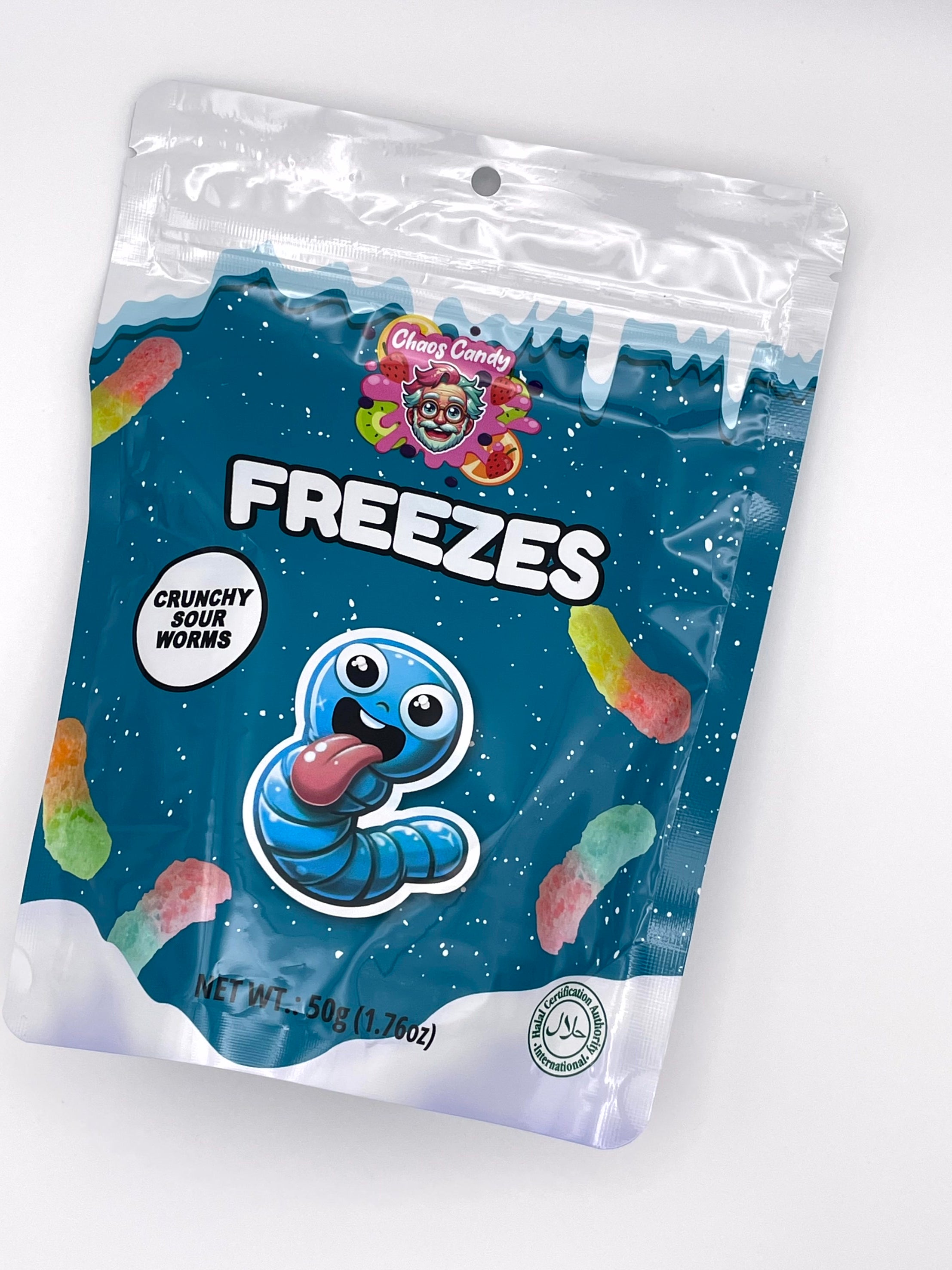 Chaos Candy Freezes – Crunchy Sour Worms (50 g)