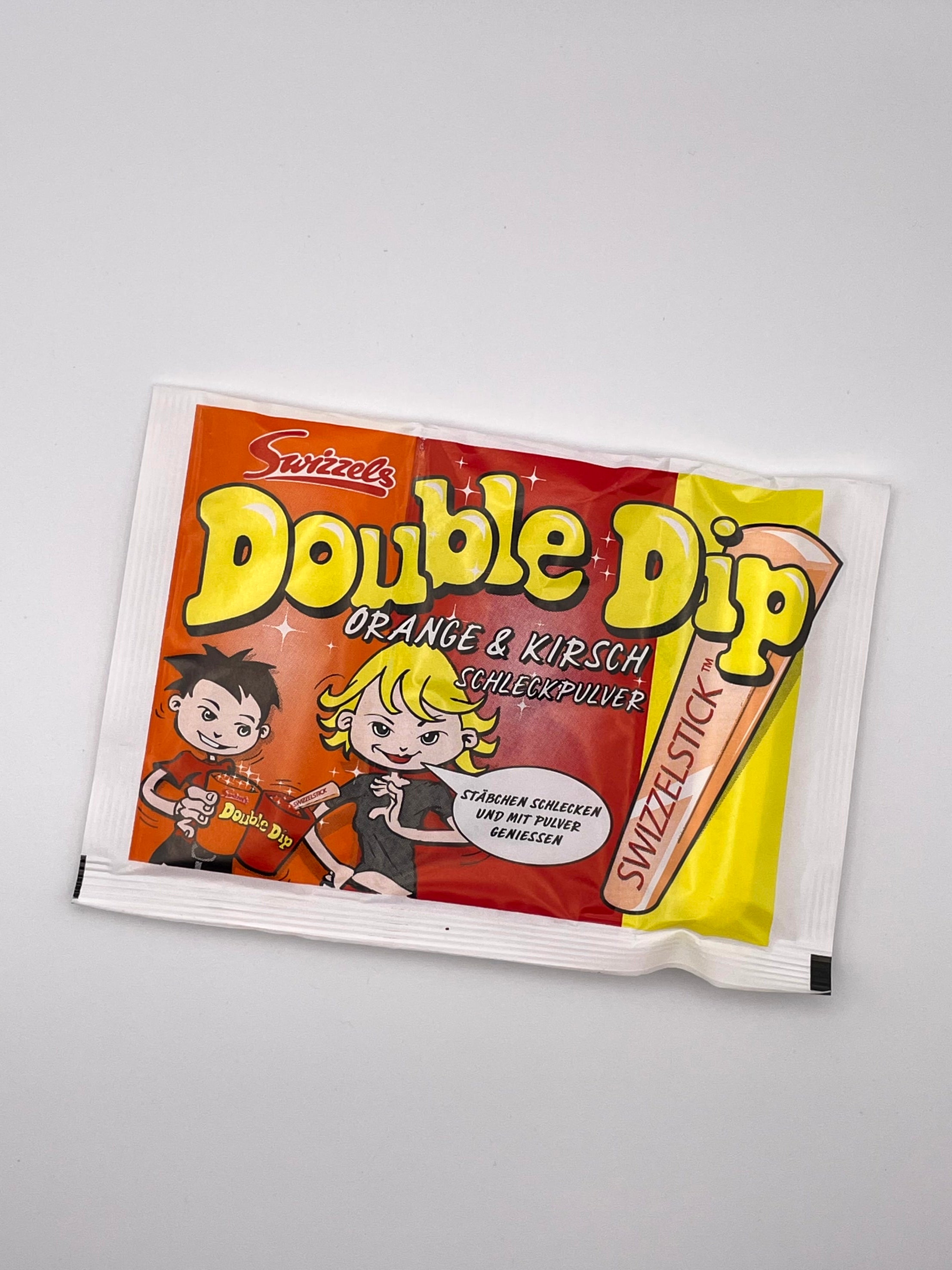 Swizzels Double Dip – Orange & Kirsch Schleckpulver mit Swizzelstick (19 g)