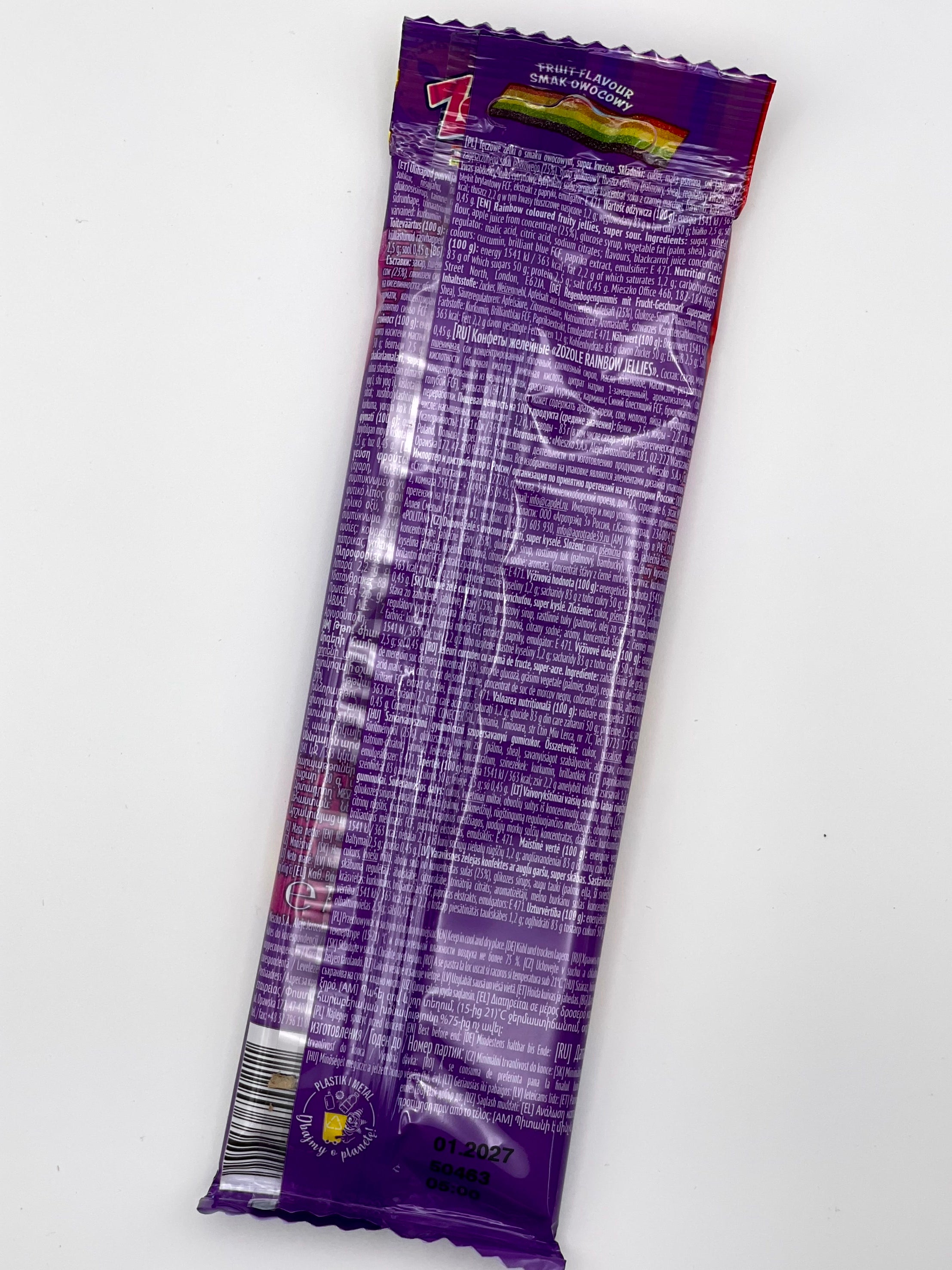 Zozole Rainbow – Saure Fruchtstreifen mit 25 % Fruchtsaft (75 g, vegan)