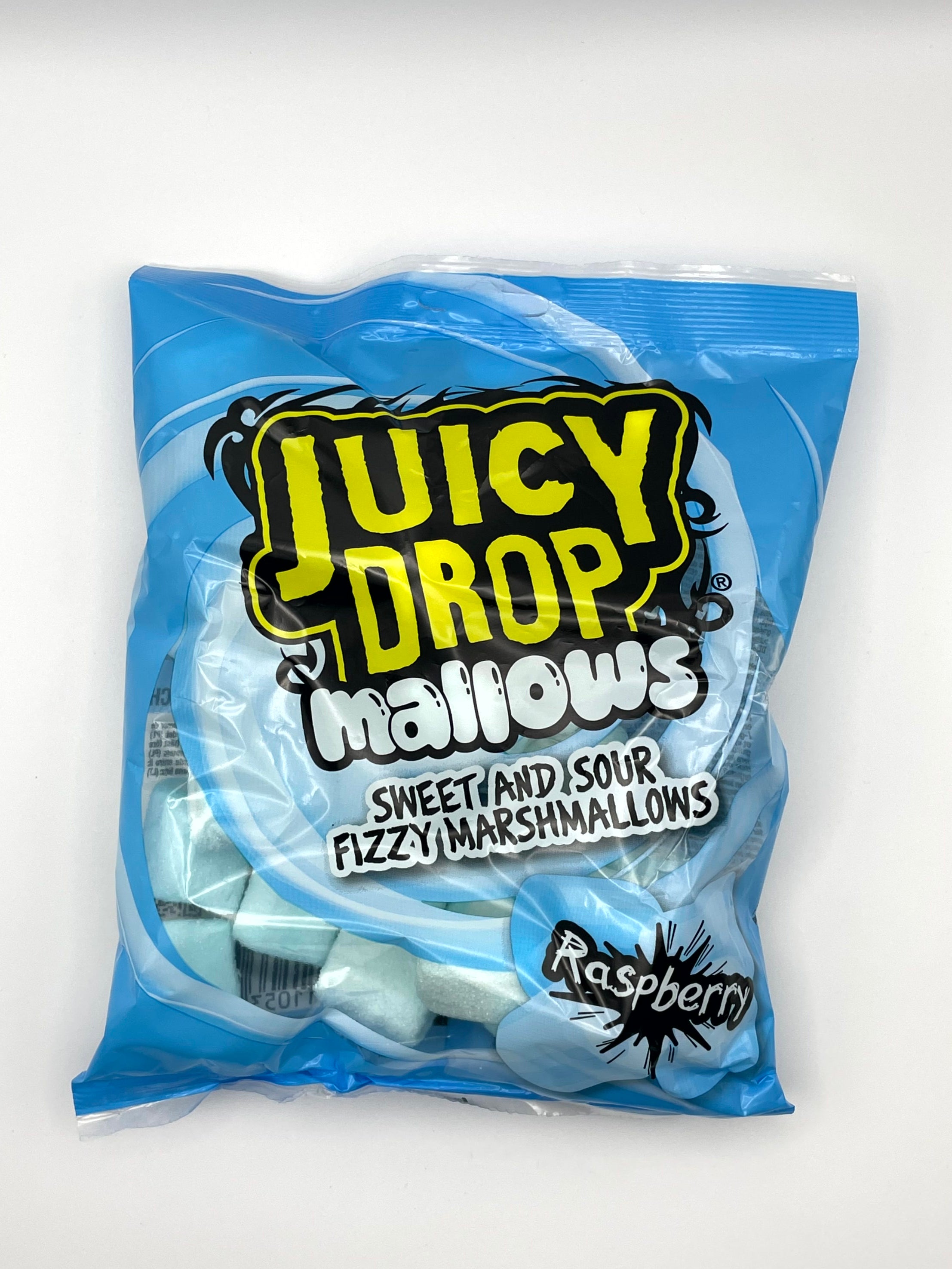 Juicy Drop Mallows – Sweet & Sour Fizzy Marshmallows Raspberry (100 g)