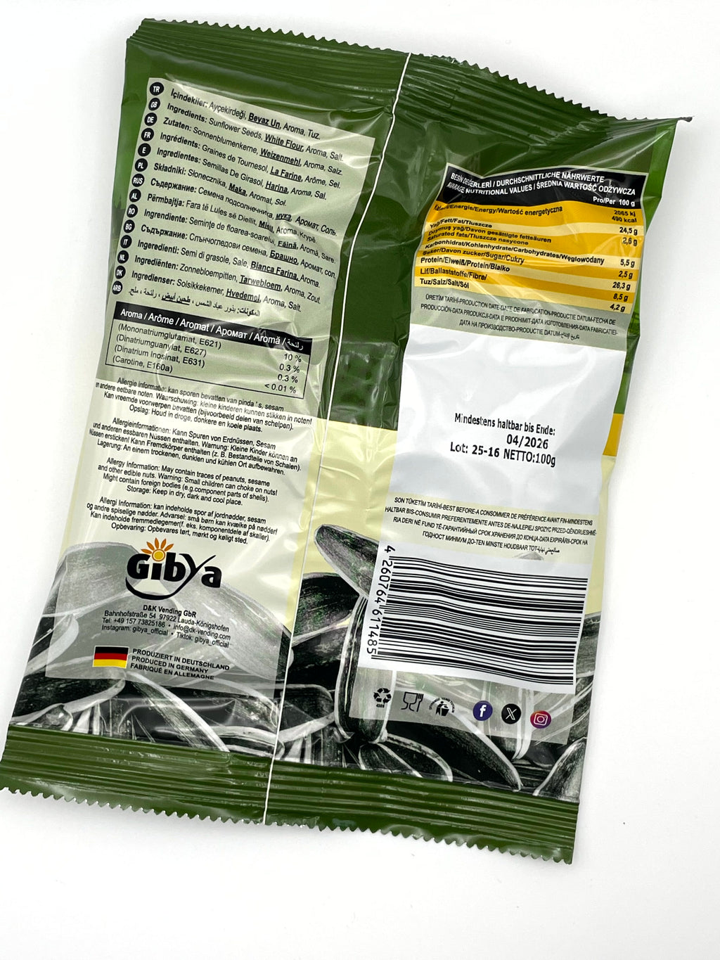 Gibya Geröstete Sonnenblumenkerne - Sour Cream & Onion 100g