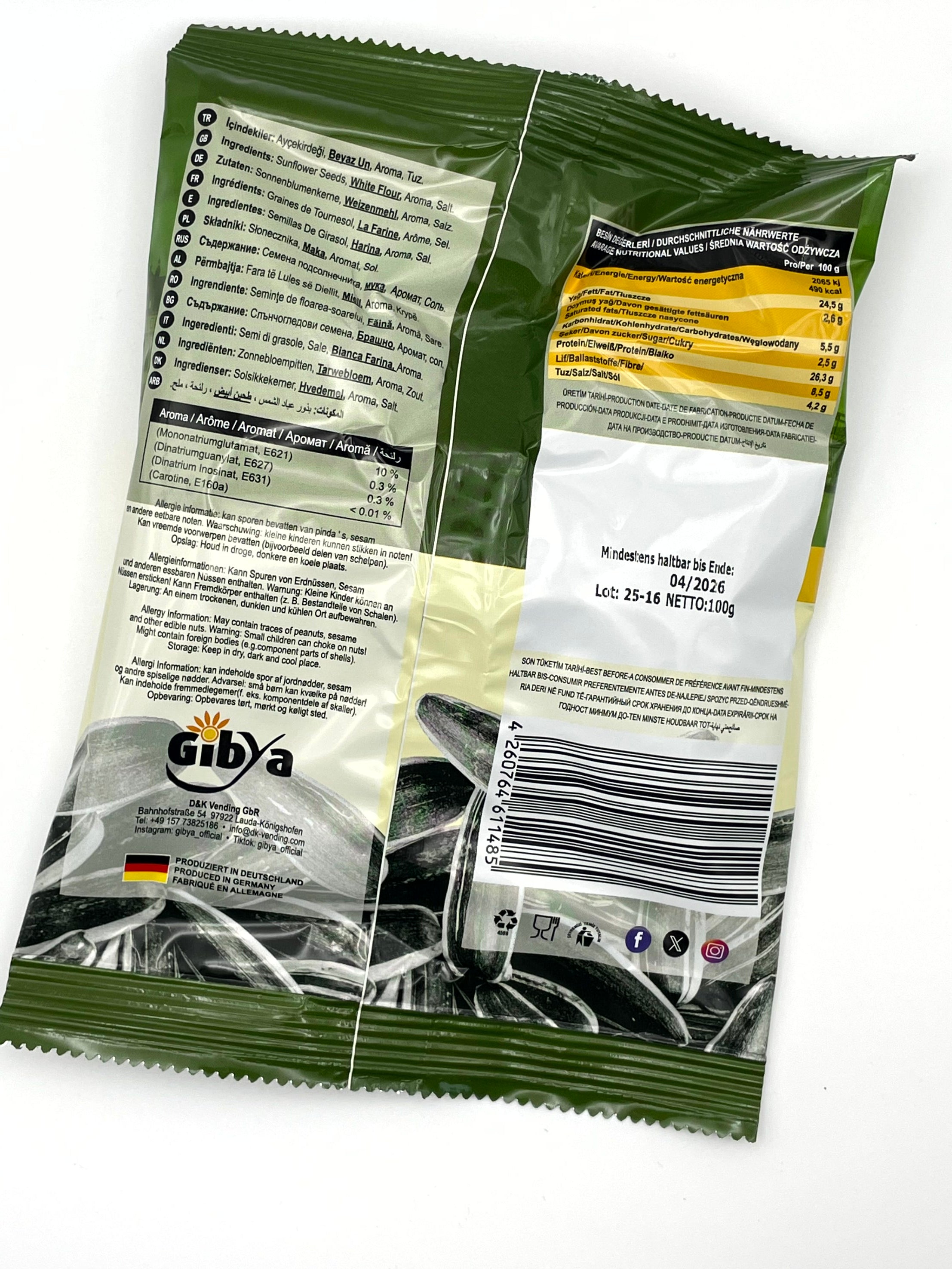 Gibya Geröstete Sonnenblumenkerne - Sour Cream & Onion 100g