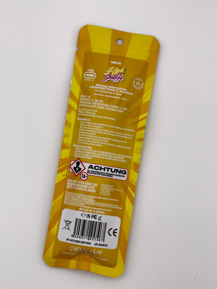 High Puff Lemon Haze Disposable Vape
Sativa Disposable Vape Lemon Haze
High Puff Vape Pen Lemon Haze 500 Züge
