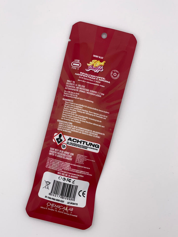 High Puff Cherry Blaze Disposable Vape
Indica Disposable Vape Cherry Blaze
High Puff Vape Pen Cherry Blaze 500 Züge
