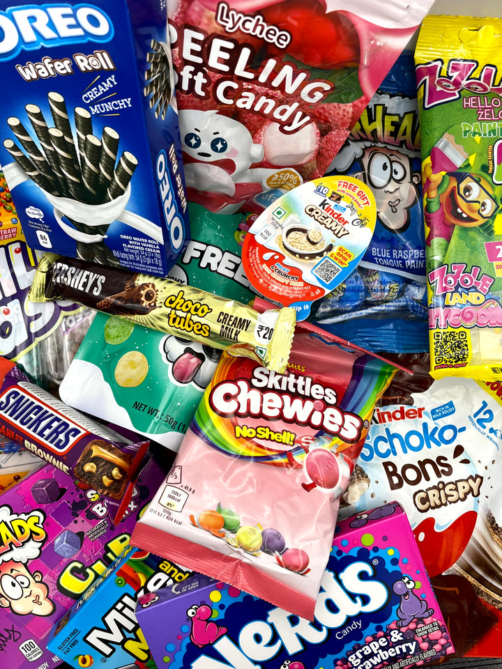 Maxi Candy Box mit 30 internationalen Snacks und 10 Großpackungen
